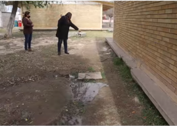 Realidad de escuelas públicas: Primaria Francisco Cárdenas inundada en su propio drenaje