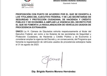 Diputado Brígido Moreno gestiona ampliación de plazo para regularizar autos «chocolate»