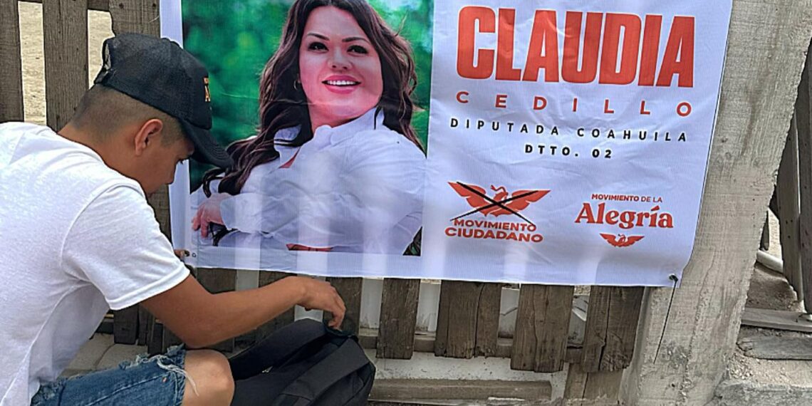 Denuncia Claudia Cedillo que el PRI está retirando lonas de su publicidad en PN