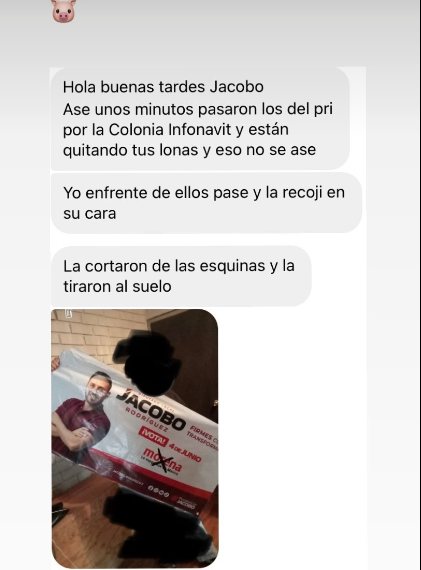 Afirma Jacobo que el PRI está retirando lonas de su campaña