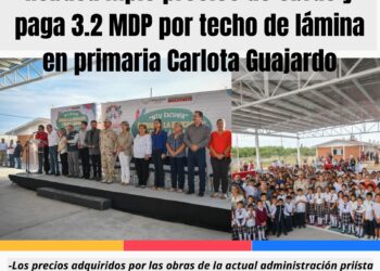 Rebasa Mpio precios de obras y paga 3.2 MDP por techo de lámina en primaria Carlota Guajardo