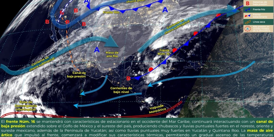 FRENTE FRÍO 16 GENERARÁ LLUVIAS Y DESCENSO DE TEMPERATURA EN COAHUILA