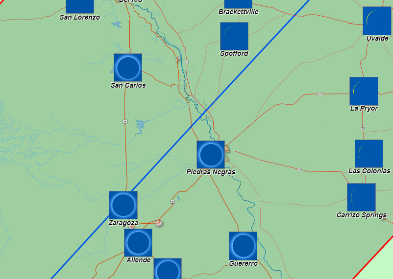 Piedras Negras-Eagle Pass en la ruta de totalidad del eclipse de sol 2024