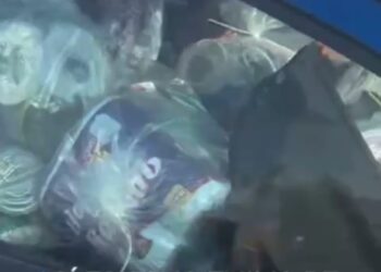 Graba Paloma de los Santos a funcionario de Emilio de Hoyos en auto lleno de despensas