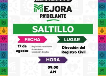 INVITA COAHUILA A BRIGADA DE REGISTRO CIVIL EN SALTILLO
