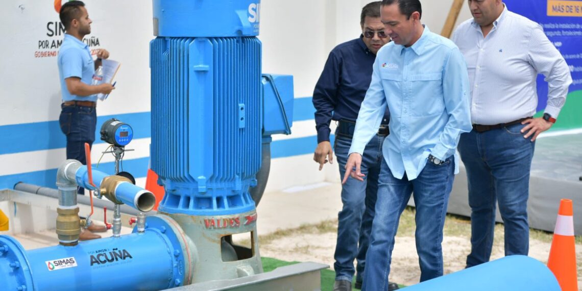 Simas fortalece abasto de agua en Acuña con nueva línea de conducción de 6 mts