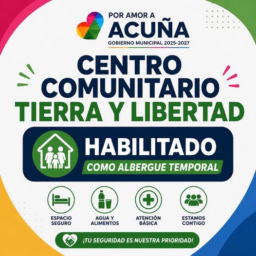 Albergue temporal habilitado por inundaciones en Acuña