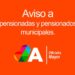 Aviso a pensionadas y pensionados municipales de Acuña